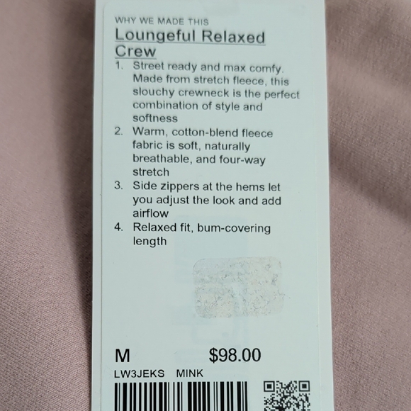 Lululemon Loungeful Relaxed Crew Mink Pink NWT - Picture 7 of 7